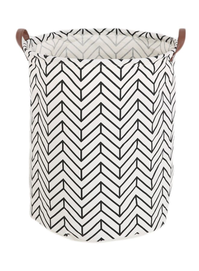 NIBEMINENT Geometric Printed Rounded Storage Basket White/Black 40x50centimeter - Image 1