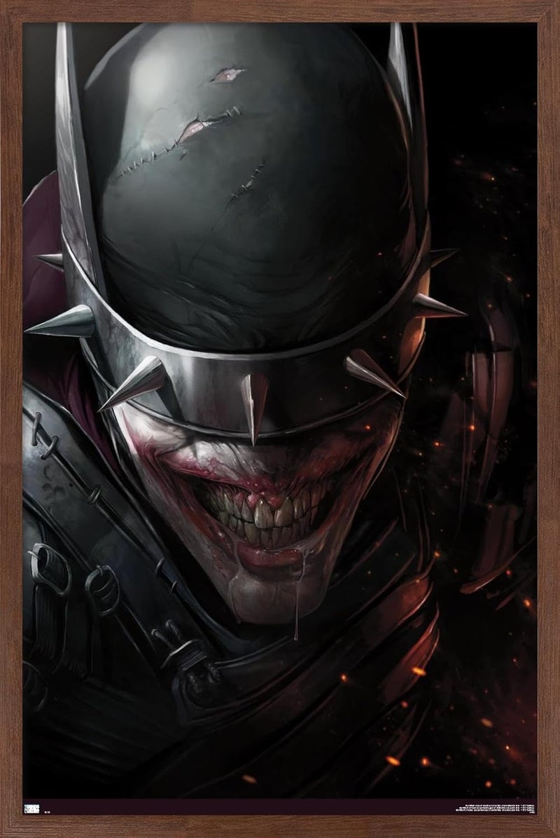 Trends International DC Comics The Batman Who Laughs - Face Wall Poster, 14.725" x 22.375", Mahogany Framed Version - Image 1