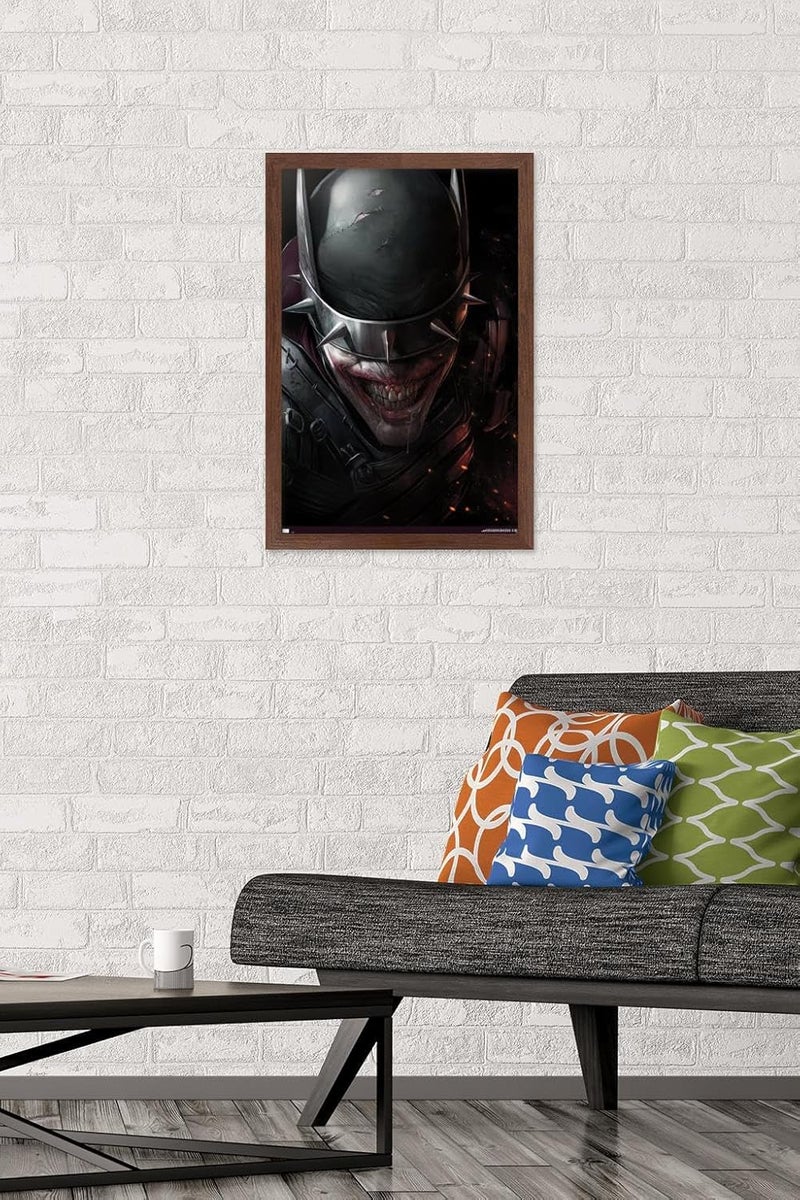 Trends International DC Comics The Batman Who Laughs - Face Wall Poster, 14.725" x 22.375", Mahogany Framed Version - Image 2