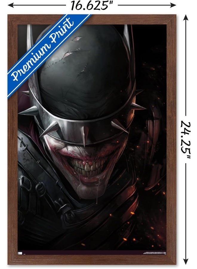 Trends International DC Comics The Batman Who Laughs - Face Wall Poster, 14.725" x 22.375", Mahogany Framed Version - Image 3
