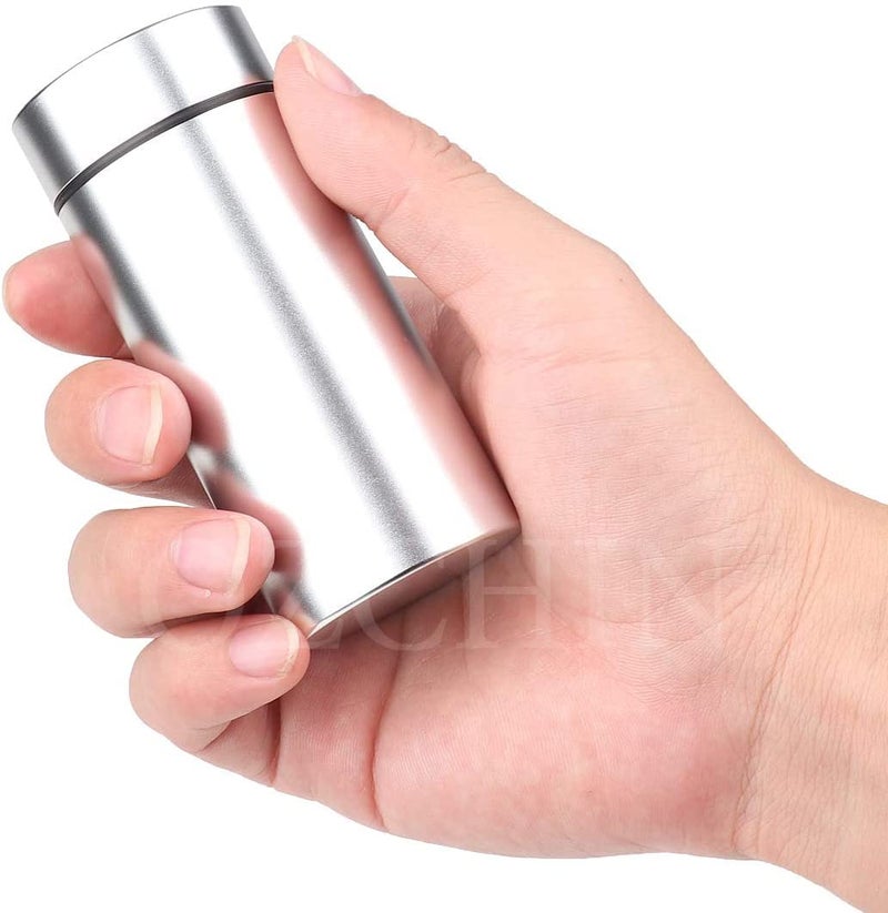 OZCHIN Aluminum Storage Jar Portable Airtight Smell Proof Container Bottle Multipurpose Storage Container for Spices  Coffee & Teas 80ml (Silver&Black) - Image 3