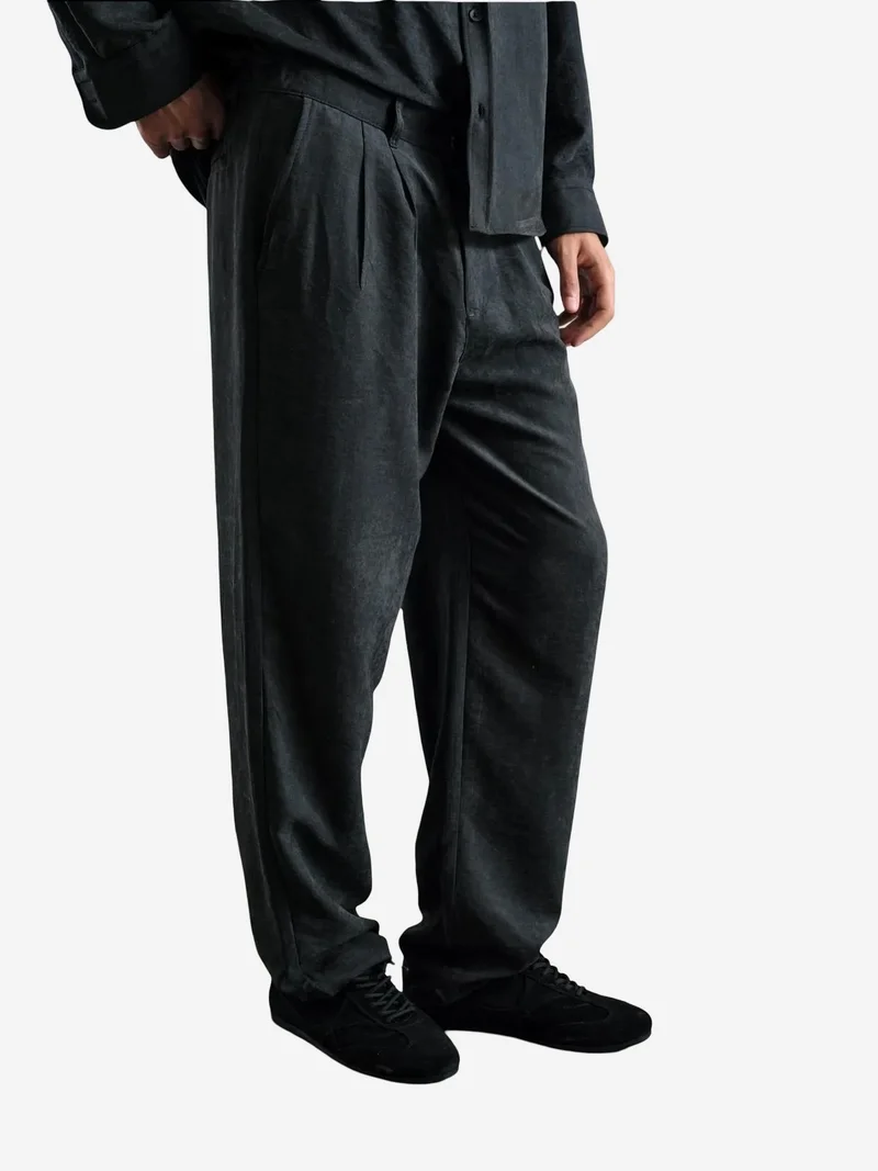 Giesto GIESTO Tailored Mid Waist Pleated Straight Leg Pants