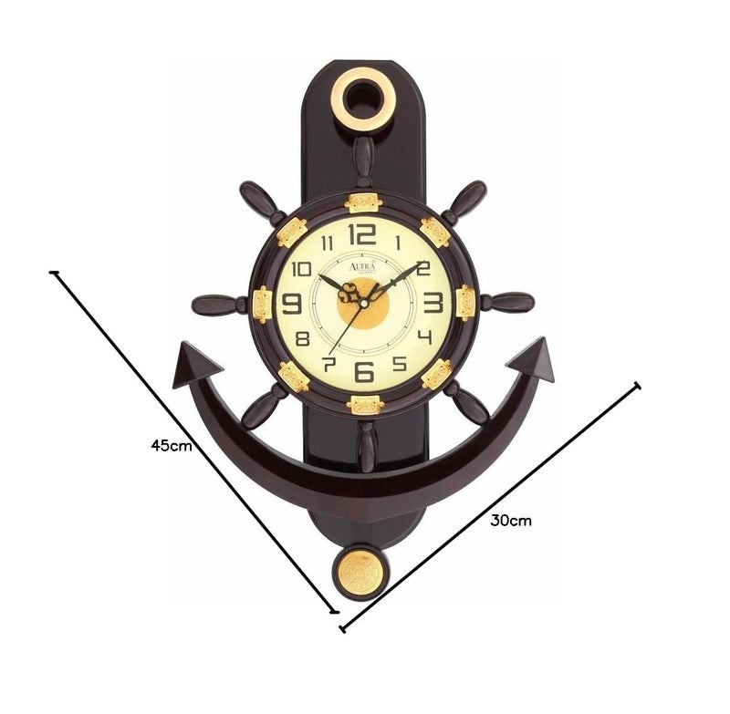 ALTRA Anchor Plastic Pendulum Wall Clock (45 Cm X 30 Cm X 5 Cm, Brown) - Analog - Image 2