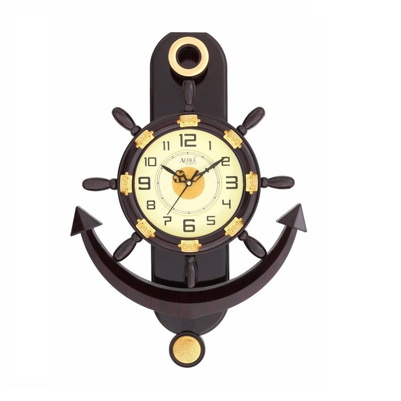ALTRA Anchor Plastic Pendulum Wall Clock (45 Cm X 30 Cm X 5 Cm, Brown) - Analog - Image 1