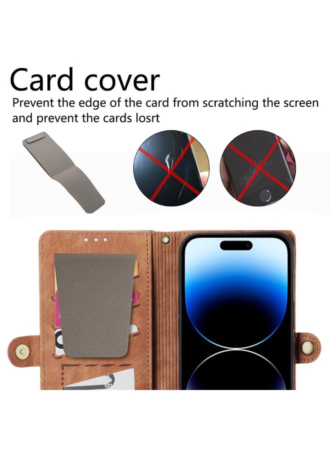 S-TOP Case For iPhone 12 Pro Geometric Zipper Wallet Side Buckle Leather Phone Case with Crossbody Lanyard - Image 5