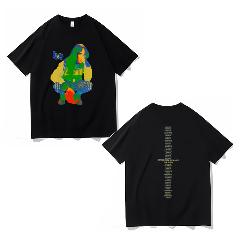 Cross-border billie New T-shirt European and American Billy Street Popular T-shirt Official Printed T-shirt Fans T-shirt 4 black cotton 