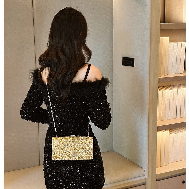 Rhinestone Square Banquet Annual Meeting Dress Holiday Clutch Bag Shoulder Bag Women'S Bag - Image 5