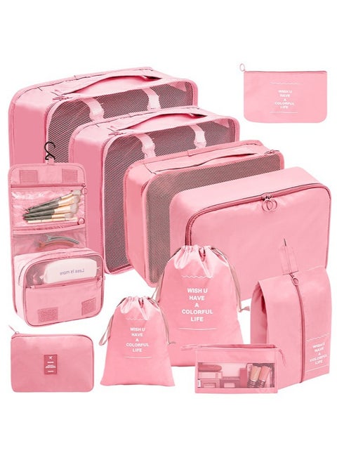 11 Set Packing Cubes for Suitcases, Travel Essentials for Carry on, Luggage Organizer Bags Set for Travel Accessories , Pink