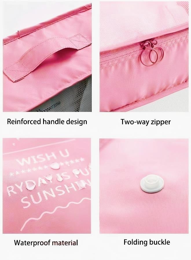 مجموعة من 11 مكعب تعبئة لحقائب السفر، أساسيات السفر للحمل، مجموعة حقائب تنظيم الأمتعة لإكسسوارات السفر، وردي - Image 4