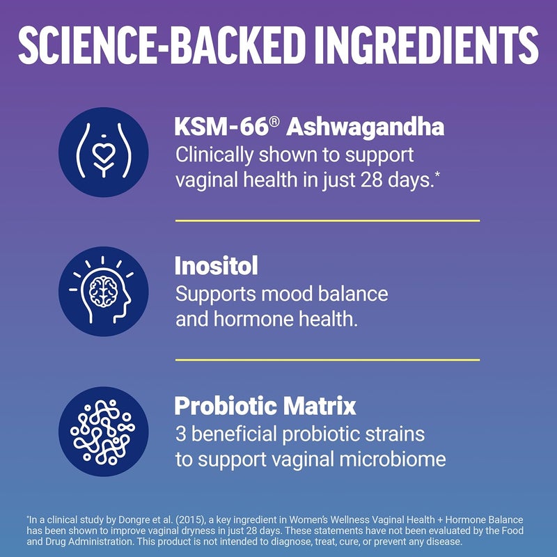 Force Factor Vaginal Health Probiotic Supplement for Women with KSM66 Ashwagandha  5B CFUs for pH Balance Vaginal Flora  Hormone Balance Support Womens Wellness Tropical Punch 60 Soft Chews - Image 3
