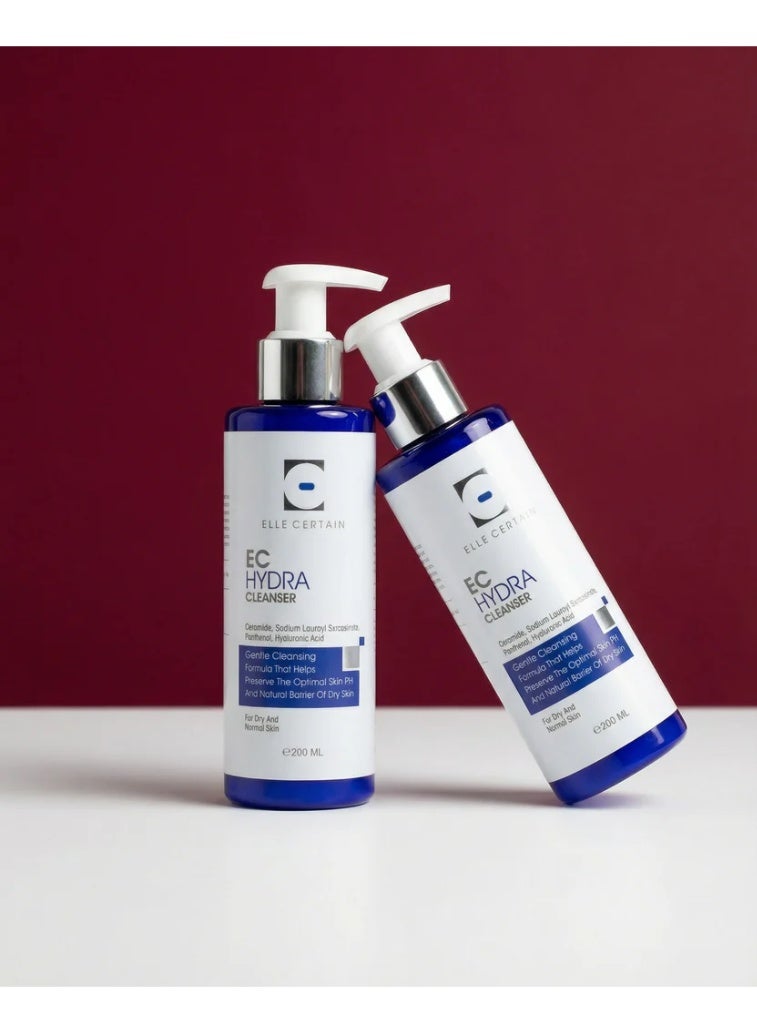 ELLE CERTAIN EC Hydra Cleanser for Normal to Dry Skin 200ml   Hydrating Facial Wash with Ceramide, Panthenol & Hyaluronic Acid, Gentle Fragrance-Free Face Cleanser - Image 2