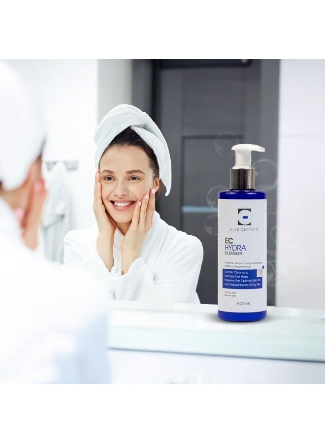 ELLE CERTAIN EC Hydra Cleanser for Normal to Dry Skin 200ml   Hydrating Facial Wash with Ceramide, Panthenol & Hyaluronic Acid, Gentle Fragrance-Free Face Cleanser - Image 4