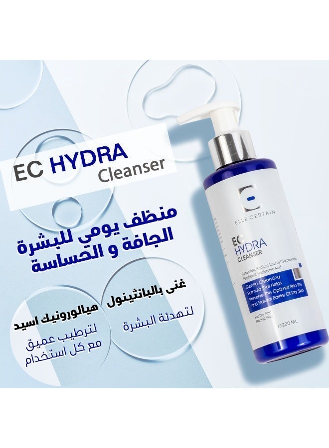 ELLE CERTAIN EC Hydra Cleanser for Normal to Dry Skin 200ml   Hydrating Facial Wash with Ceramide, Panthenol & Hyaluronic Acid, Gentle Fragrance-Free Face Cleanser - Image 5
