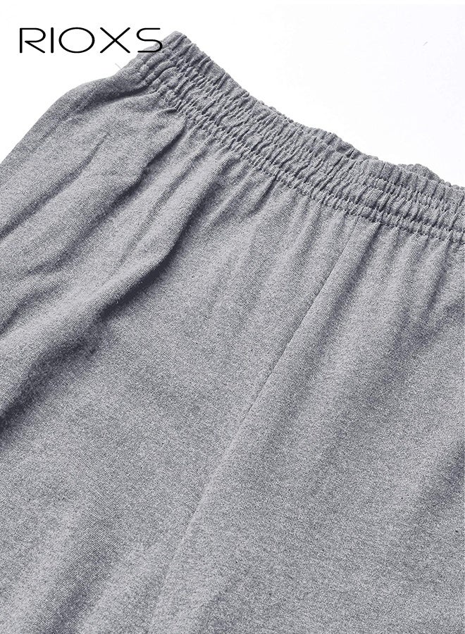 RIOXS Men's Cotton Casual Pants, Gray Loose Fit Straight Leg Sweatpants with Elastic Waist for Workout, Gym and Home  - Image 5