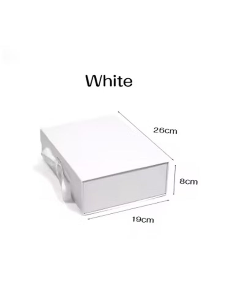 Luxury Magnetic Gift Box, White Medium Gift Box with Ribbon, Folding Gift Box for Presents With Magnetic Lid, Suitable for Festival, Birthday, Anniversary, 26x19x8 cm - Image 4
