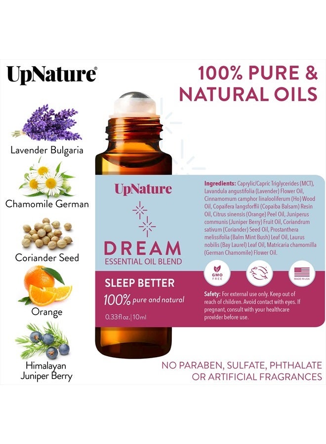 upnature Dream Essential Oil Roll On Blend – Sleep Essential Oil for Good Night Sleep, Calming Oil, Aromatherapy Oil with Lavender Essential Oil and Chamomille Oil - Perfect Stocking Stuffer - Image 3
