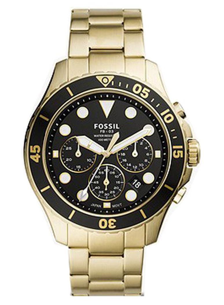 فوسيل ساعة يد كرونوغراف مقاومة للماء طراز FS5727 - 46 مم - ذهبي رجال - Image 1