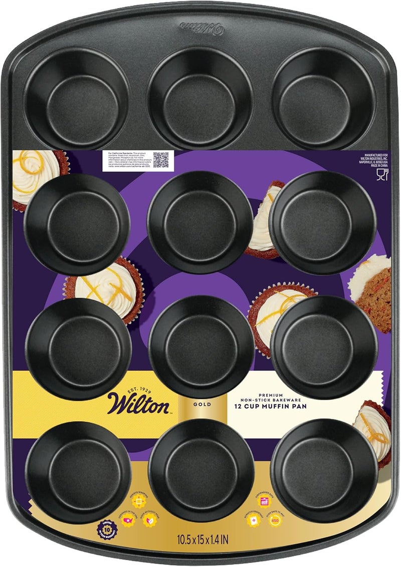 Wilton Perfect Results Premium NonStick Cupcake Pan 12Cup Muffin Tin Steel Baking Supplies - Image 1