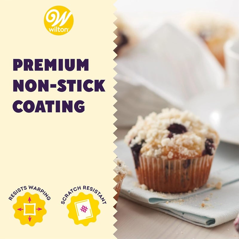 Wilton Perfect Results Premium NonStick Cupcake Pan 12Cup Muffin Tin Steel Baking Supplies - Image 4