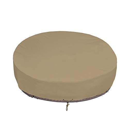 SunPatio Heavy Duty FadeStop Outdoor Round Daybed Cover 75 Inch, Patio Day Bed Sofa Cover Waterproof, All Weather Protection Round Canopy with Taped Seam, 75" Dia x 35"/16”H, Taupe - Image 1