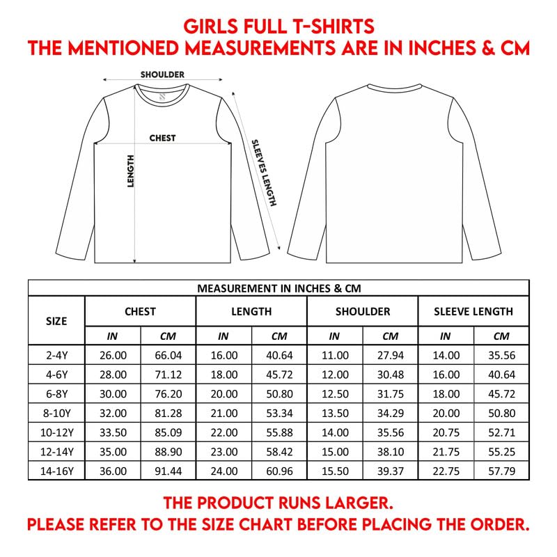 Nusyl Girls Full Sleeves T-Shirt for Kids | Cute Printed Casual Wear | Soft Cotton Blend | Comfortable Regular Fit | 2-16 Years | White - Image 5