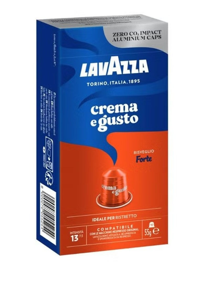 Lavazza Nespresso Compatible E Gusto Forte 10 Coffee Capsules 55g - Image 1