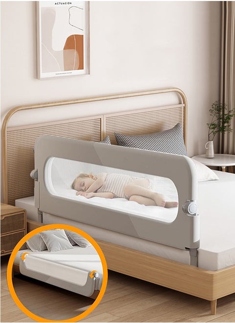 Bed Guard Rail for Toddlers -1.5M Lift Foldable Toddler Bed Rails for Kids,Safety Toddler Bed Rails with Reinforced Anchor Safety System,Bed Rail for Kids Fit,Bunk,Full Size,Queen,King,Twin