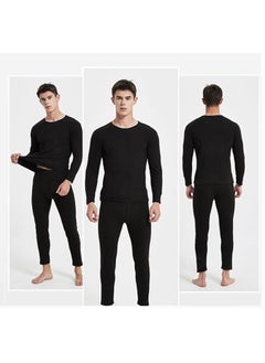 Nanjiren Double-Sided Wool Warm Pajama Set For Men's Autumn Clothes And Pants Cold Weather Warm Underwear In Black  - Image 5