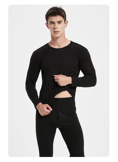 Nanjiren Double-Sided Wool Warm Pajama Set For Men's Autumn Clothes And Pants Cold Weather Warm Underwear In Black  - Image 4