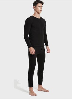 Nanjiren Double-Sided Wool Warm Pajama Set For Men's Autumn Clothes And Pants Cold Weather Warm Underwear In Black  - Image 3