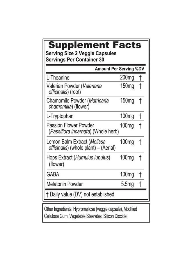 Evlution Nutrition Herbal Complex Sleep Supplements for Adults Gentle Sleep Support Adult Melatonin Pills with Valerian L-Tryptophan Lemon Balm and More - Restful Calm Capsules - 30 Servings - Image 2