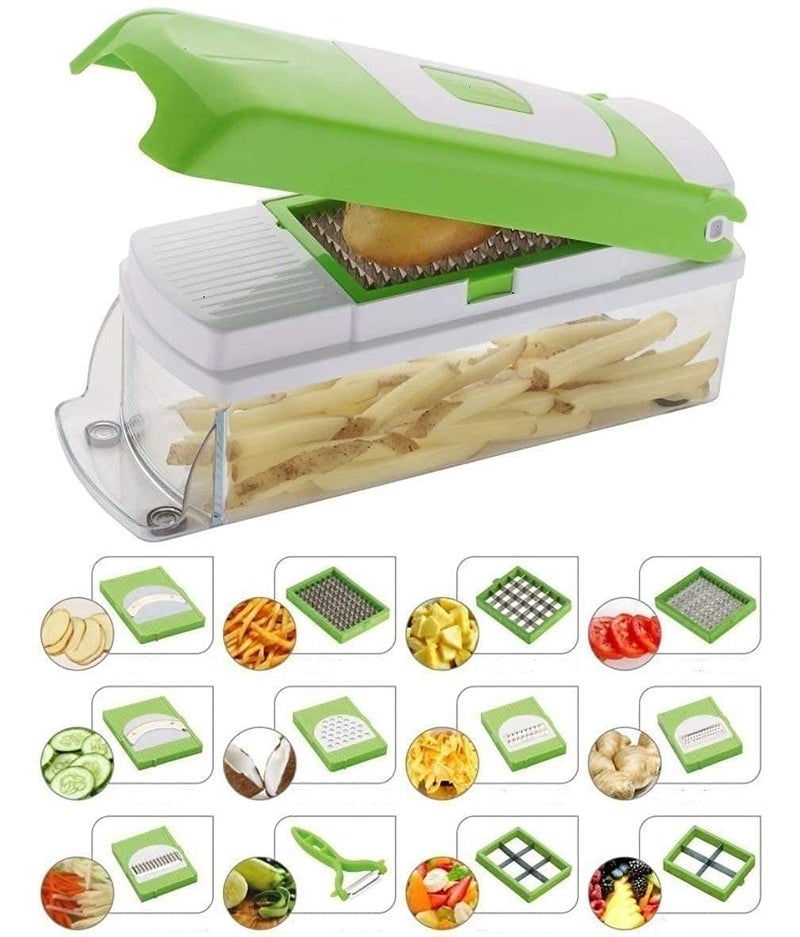 TENDULA Vegetable Chopper - 12 in 1 Slicer for Fruit and Vegetables - Mandoline for Chopping and Dicing - Vegetable Cutter with Stainless Steel Blades - Home or Chef Use Onion Chopper Potato Dicer - Image 2