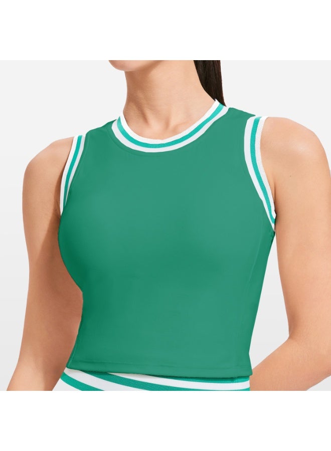 Women Fitness Workout Tank Tops with Shelf Built In Bra with Fixed Padding Sportswear Sports Vest for Yoga Gym  - Image 1