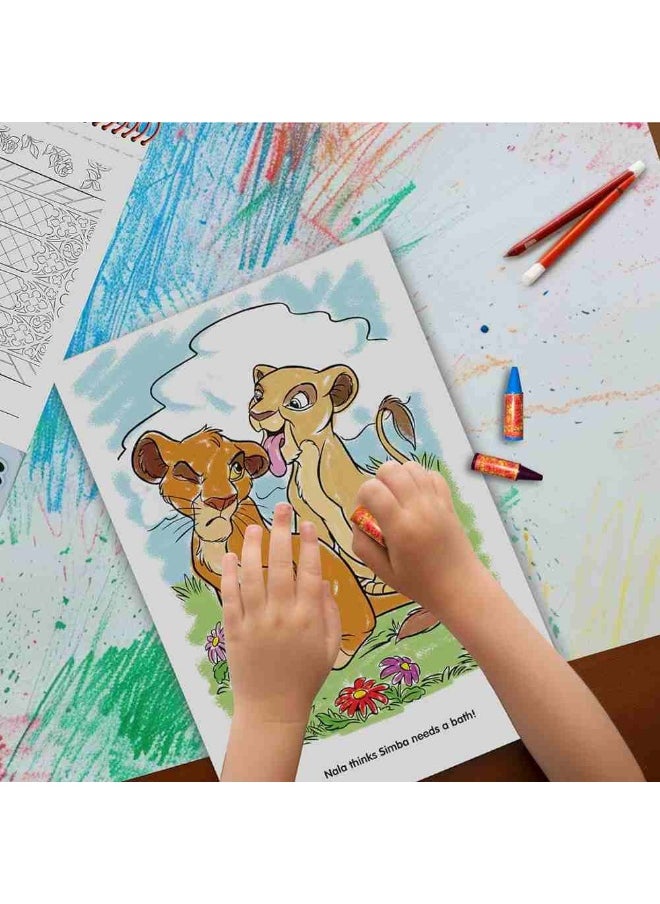 PHIDAL Disney Animals Classic Deluxe Poster Paint & Coloring Board Book with 10 Watercolors & 12 Crayons  - Image 2