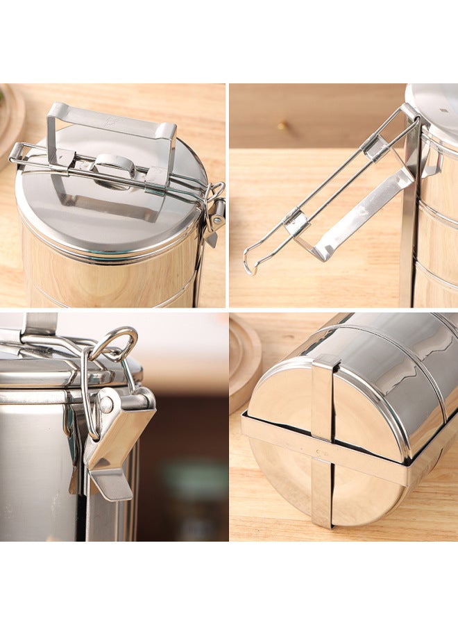 Magnetic And Non-magnetic Thickened Stainless Steel Food Lattice For Workers With Pot And Lattice Food Box With Handle-Specifications:14cm Five Layer-Color:Magnetic-C  - Image 5