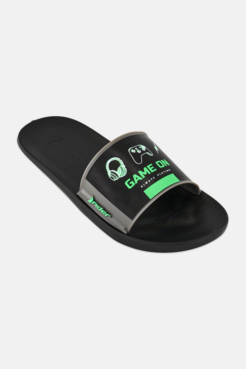 RIDER Kids Boy Street Slip on Slides, Black - Image 1