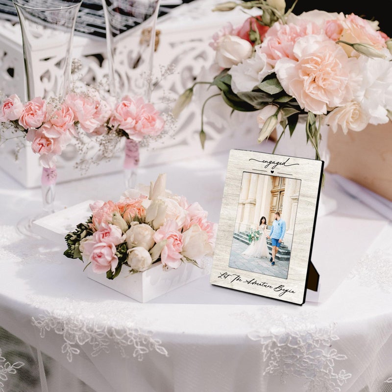 DUXMNAMG Wedding 4x6 Picture Frame, Engagement Photo Frames, Wedding Gifts for Wife Husband Engaged Couples, Couple Newly Engaged Picture Photo Frames for Desk Decor - Image 4