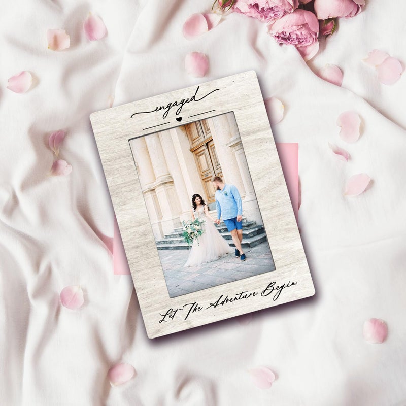 DUXMNAMG Wedding 4x6 Picture Frame, Engagement Photo Frames, Wedding Gifts for Wife Husband Engaged Couples, Couple Newly Engaged Picture Photo Frames for Desk Decor - Image 2