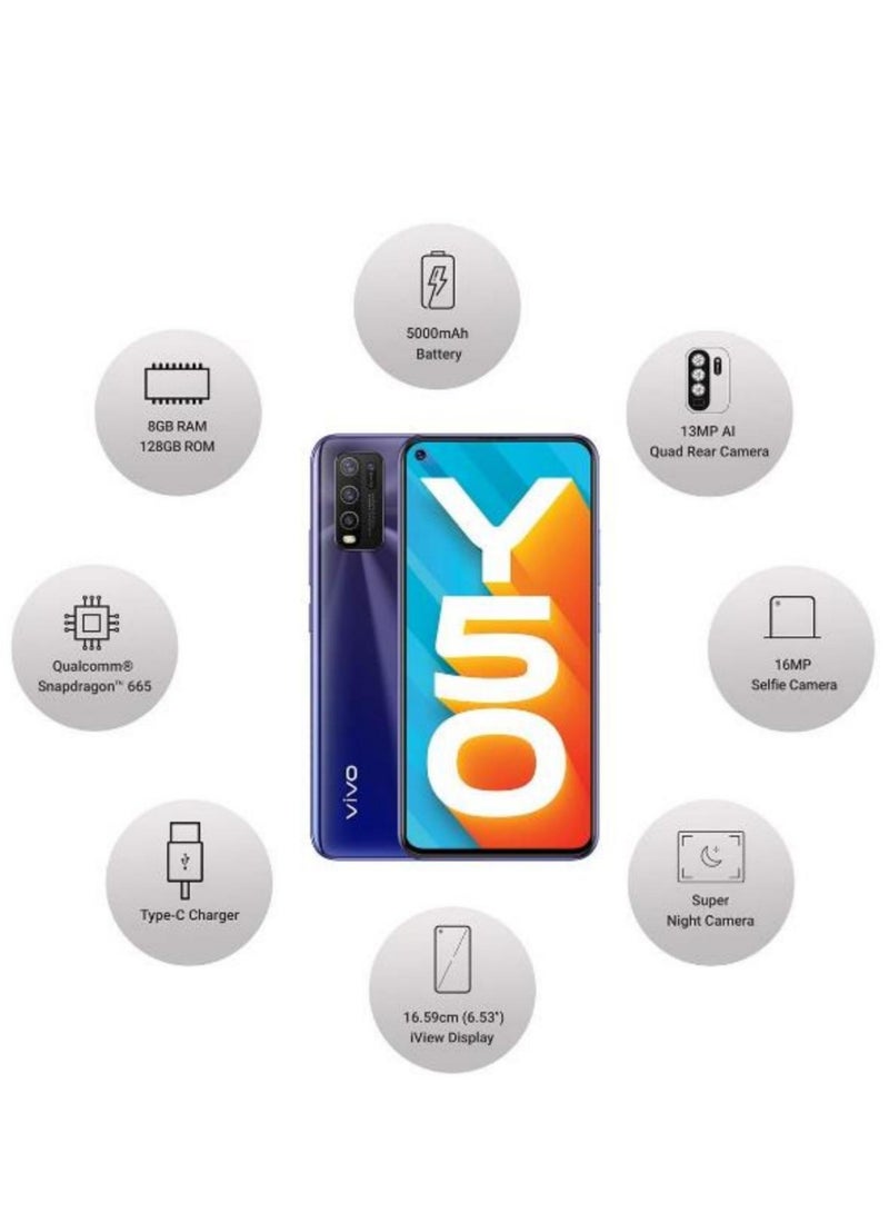 فيفو Y50 ثنائي الشريحة أسود نجمي 8 جيجابايت رام 128 جيجابايت 4G LTE - Image 2