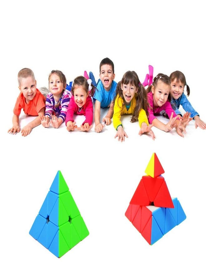 Trade Globe Pyramid Cube High Speed Sticker-Less Triangle Multi Color Cube Puzzle 3D Game Toy for Beginners and Professionals Kids & Adults - Image 5