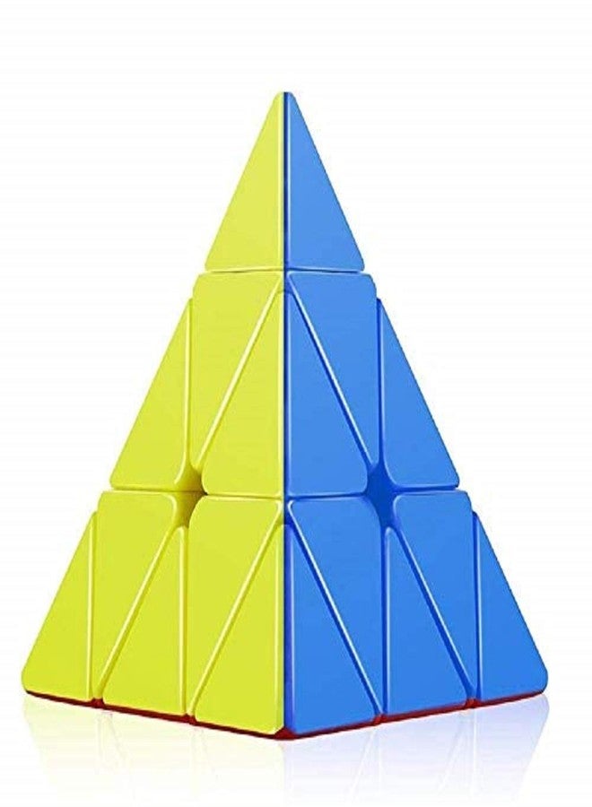 Trade Globe Pyramid Cube High Speed Sticker-Less Triangle Multi Color Cube Puzzle 3D Game Toy for Beginners and Professionals Kids & Adults - Image 1