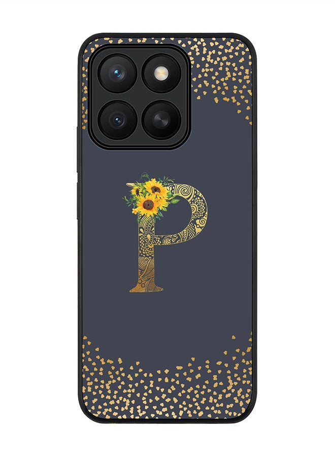 Stylizedd For Honor X8c Case,Slim fit Camera Protection, Shockproof Thin Phone cover  - Custom Floral Monogram - P  (Grey )