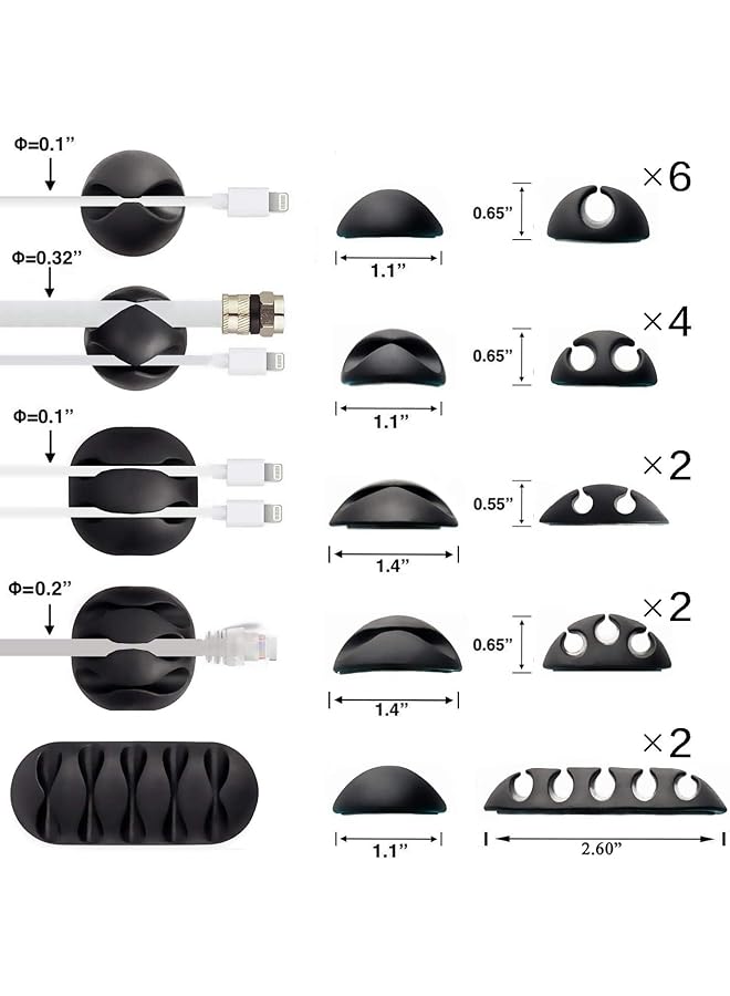 erorex 16 Pack White Cable Clips Holders Self Adhesive Desk Cable Management Cord Organizer 12Cm - Image 2