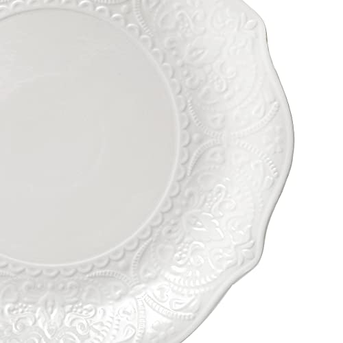 SOUJOY Set of 6 Salad Plate, 8 Inch Porcelain Dessert Serving Plates, Embossed Printing Small Dinner Dish for Pancakes, Steak, Microwave, Dishwasher Safe - Image 3