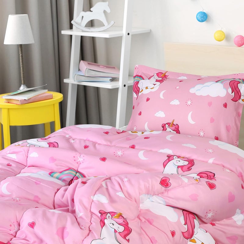 Utopia Bedding All Season Unicorn Comforter Set with 2 Pillow Cases, 3 Piece Soft Brushed Microfiber Kids Pink Bedding Set for Boys/Girls, Machine Washable (Twin) - Image 3