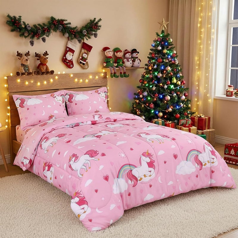 Utopia Bedding All Season Unicorn Comforter Set with 2 Pillow Cases, 3 Piece Soft Brushed Microfiber Kids Pink Bedding Set for Boys/Girls, Machine Washable (Twin) - Image 1