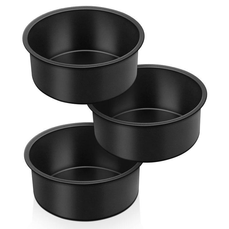 TeamFar 4inch Cake Pan Set of 3 Nonstick Mini Round Baking Cake Pan with Stainless Steel Core for Baking SmashLayer Cakes Healthy  Heatproof Release Easily  Easy Clean