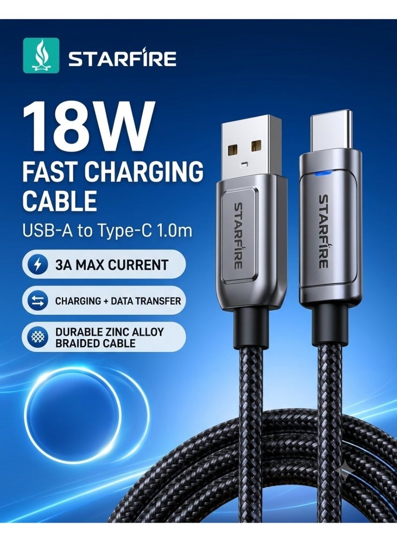 Starfire USB-A Fast Charging Data Cable, 1m, Type-C Lightning Or Micro USB - Image 1