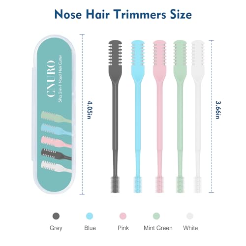 CNURO Nasal Hair Cutter, 5PCS Upgraded 360° Rotating Nose Hair Trimmer, Portable Double-Sided Nose Hair Trimmer for Men and Women, Complete Set in 5 Colors with Soft Brush - Image 2