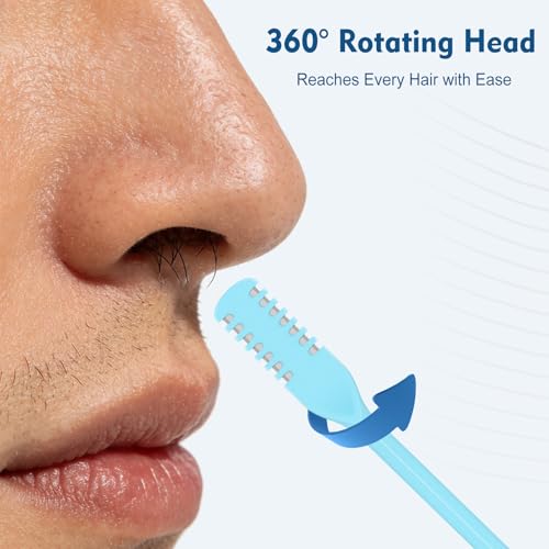 CNURO Nasal Hair Cutter, 5PCS Upgraded 360° Rotating Nose Hair Trimmer, Portable Double-Sided Nose Hair Trimmer for Men and Women, Complete Set in 5 Colors with Soft Brush - Image 4